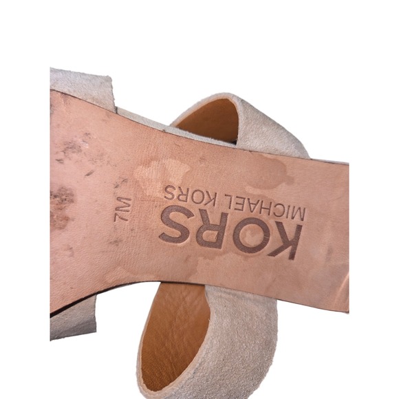 MICHAEL KORS Women Beige Suede Block Heel Strappy Sandals Size 7M - Picture 6 of 6